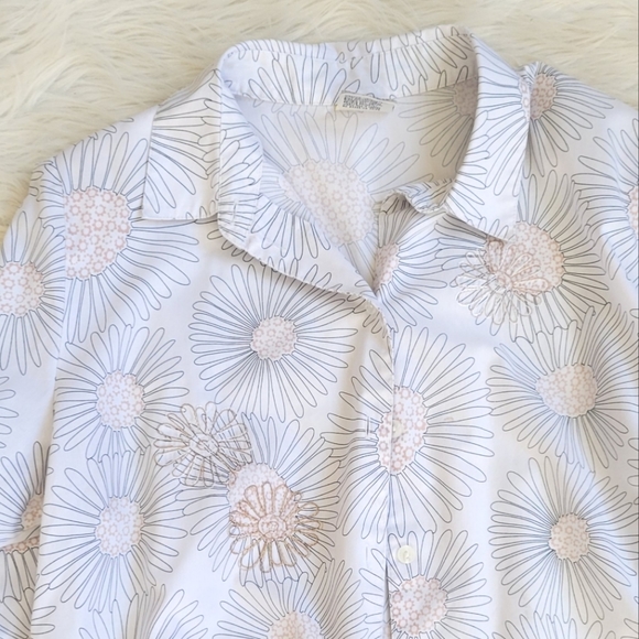 Vintage White Button Down Black Daisy Sz L DALEY